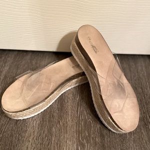 Boutique Clear Strap Espadrille Platform Sandals